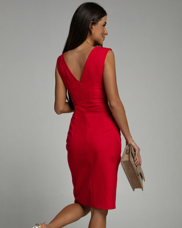 Anna | Fitted Dress with V-Neck and Slit