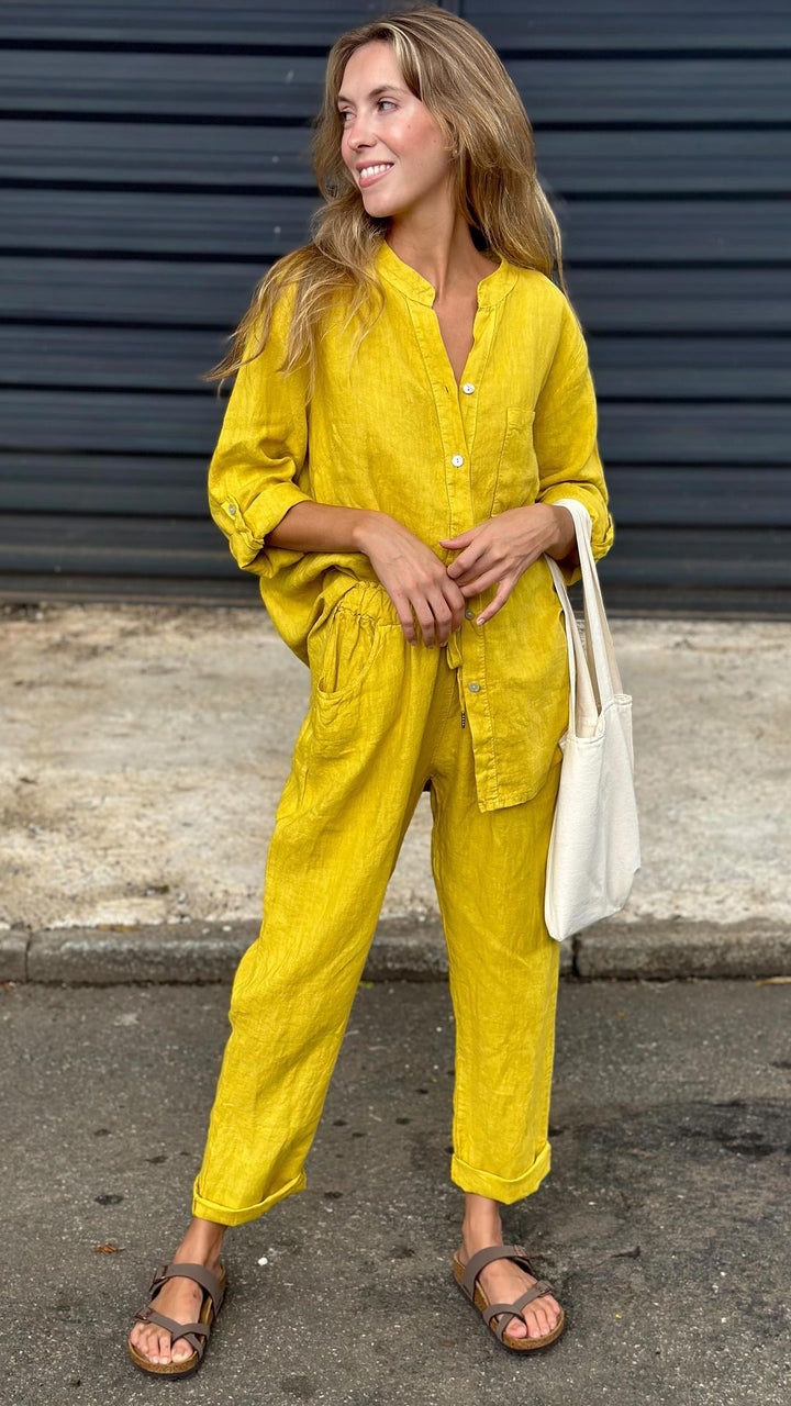 Victoria | elegant Two-Piece Linen Shirt and Pants Set
