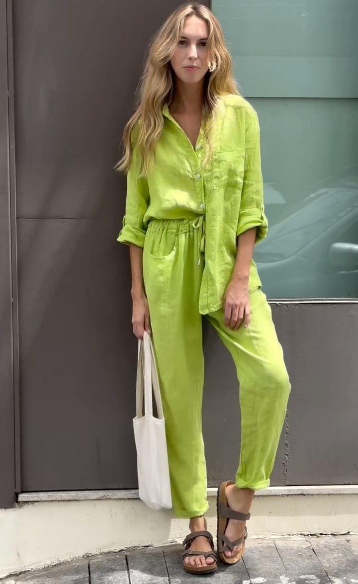 Victoria | elegant Two-Piece Linen Shirt and Pants Set