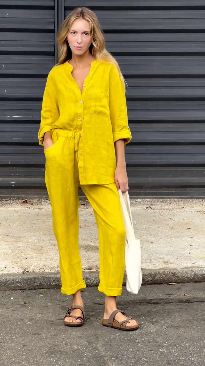 Victoria | elegant Two-Piece Linen Shirt and Pants Set