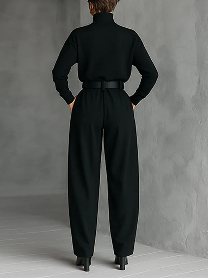Black Turtleneck Two-Piece Set